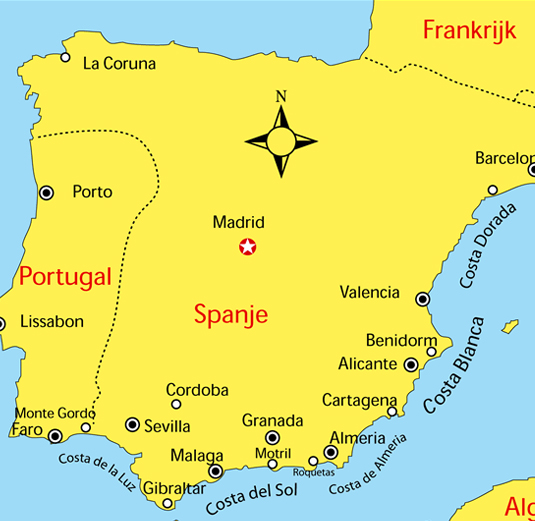 Landkaart Spanje